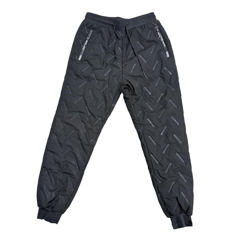 Manfinity Pants Mens Small Black Sherpa Fleece Lined Thermal Joggers Zip Pockets